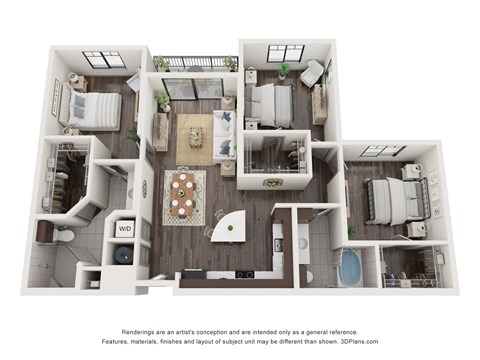 Edge at Flagler Village apartments in Fort Lauderdale Florida photo of three bedroom floorplan